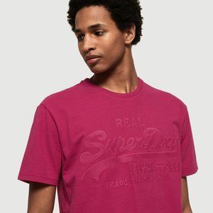 PINK SUPERDRY VINTAGE LOGO BOX FIT APPLIQUE T-SHIRT